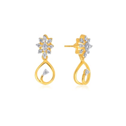 Senco Gold 14K Yellow Gold Exquisite Blossom Diamond Studs Earrings (Gold Weight - 2 g / 0.13 carat / HI-SI)