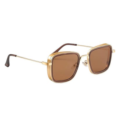 Dervin Kabir Singh Inspired Lightweight Unisex Square Sunglasses (Gold-Brown)