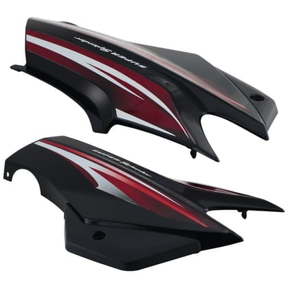 Side Panel / Side Cowl Set Fit For Hero Super Splendor Latest (Type-2) Black (Red Sticker)