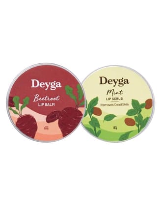 Deyga Soft Lip Combo - Beetroot Lip Balm + Mint Lip Scrub for Soft & Supple Lips