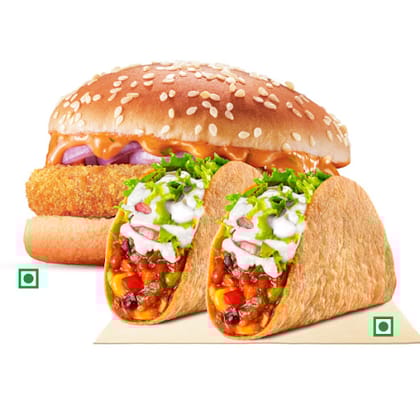 2 Veg Crunchy Tacos+Crispy Veg Burger,