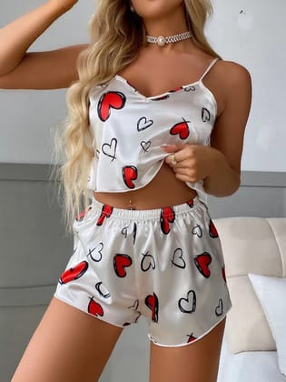 Heart Printed Pajama Set/ sleep dress set-S