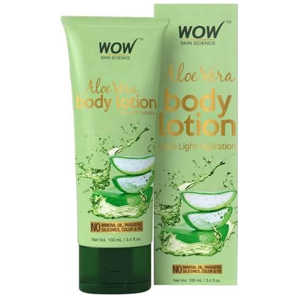 WOW Skin Science Aloe Vera Body Lotion Ultra Light Hydration - No Mineral Oil, Parabens (100 ML)-100 ML