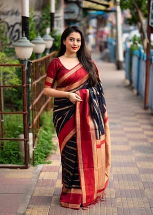 Charming Exclusive Jacquard Border Red Color Saree