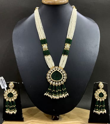 Kundan Necklace Sets 5687548-Long Necklaces / Copper Alloy / Green