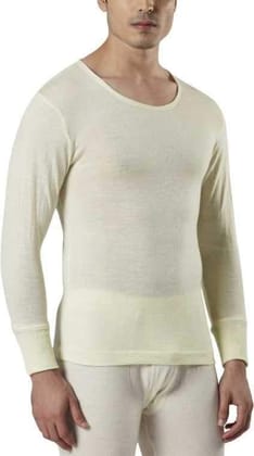 Monte Carlo Pure New Merino Wool Machine Washable Full Sleeves Round Neck Thermal for Men Off White Color-32 / XX-Small