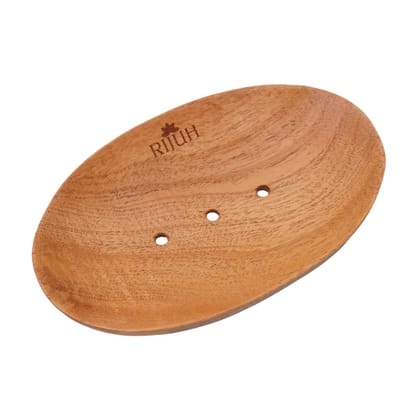 Rijuh Neem Wooden Handmade Soap Dish | Eco-Friendly Soap Holder for Bathroom, Kitchen, and Shower-Pack of 1