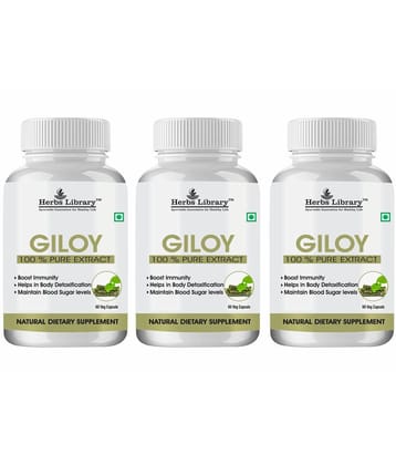 Herbs Library Giloy Immunity Booster, 60 Capsules Each (Pack of 3)