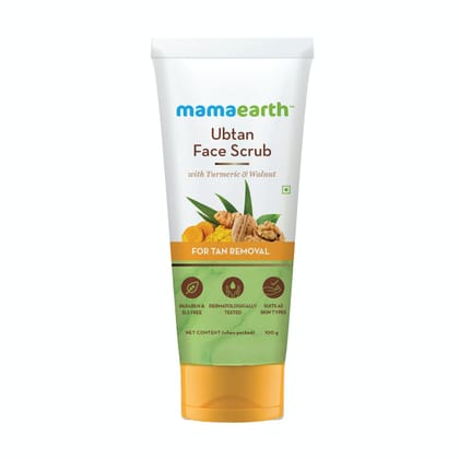 Mamaearth Ubtan Scrub For Face With Turmeric & Walnut For Tan Removal-100gm