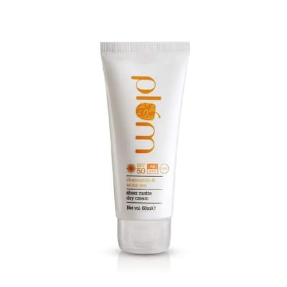 Plum Chamomile & White Tea Sheer Matte Day Cream SPF50 With PA & UVA, 60 ml