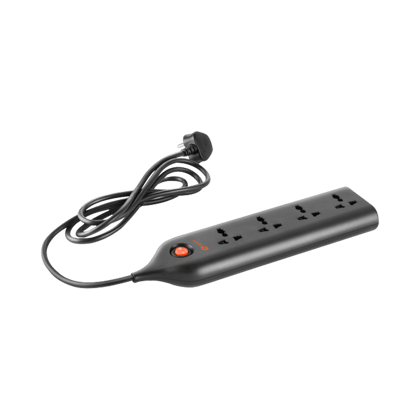 4 Socket Extension Board with 2 Metre Wire Black-4 Socket Extension Board with 2 Metre Wire (Black)