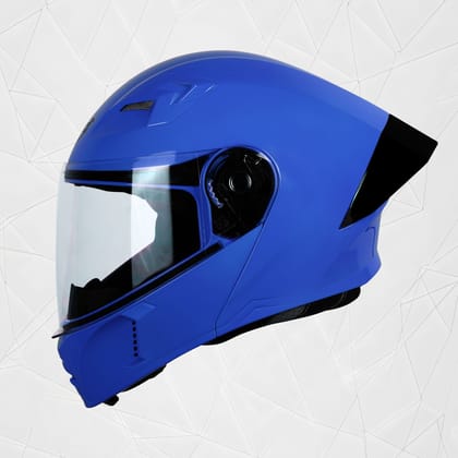 Steelbird SBA-20 7Wings ISI Certified Flip-Up Helmet with Black Spoiler for Men and Women (Glossy Y. Blue with Clear Visor)-Medium 580 MM