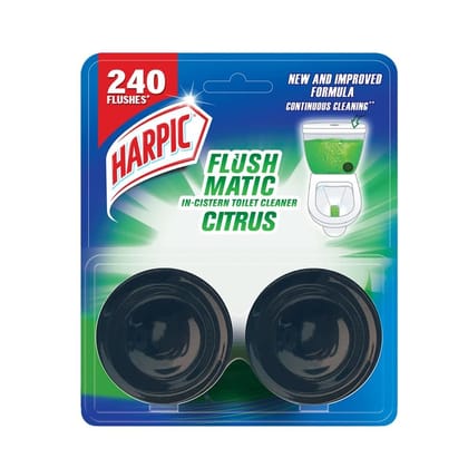 Harpic Flushmatic In, Cistern Toilet Cleaner Blocks, Citrus, 100 G, Toilet Flush Cleaner Balls