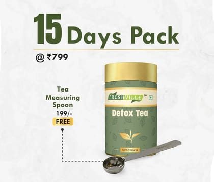 Freshville Detox Tea | Pure & Natural | Immunity Booster | Tea for Weight Loss & Glowing Skin | Rich in Antioxidants | Purifying & Cleansing | Moringa, Peppermint, Lemongrass, Hibiscus, Card