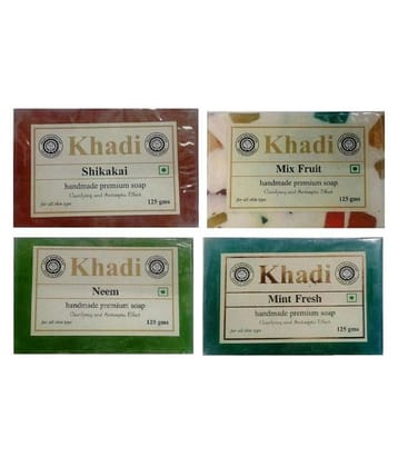 Khadi Herbal Soap Combo: Shikakai, Mix Fruit, Neem & Mint fresh Soap 500 gm Pack of 4