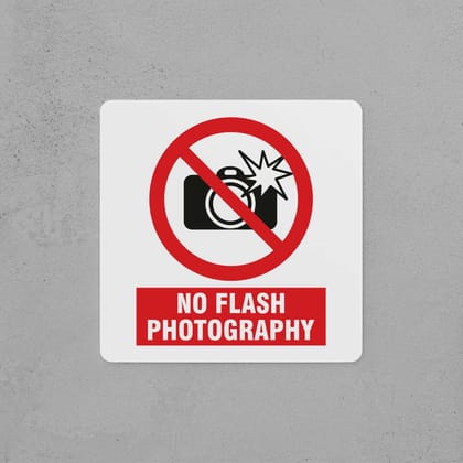 No Flash Photography Sign-Icons & Words / Small i.e. 200mm × 200mm × 5mm / Sign without holes