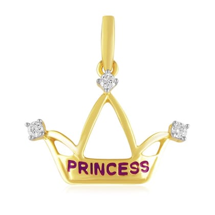 Senco Gold 18K Yellow Gold Tiny Crown Kids Diamond Pendant (Gold Weight -  1.8 g / 0.08 Ct / HI-SI)