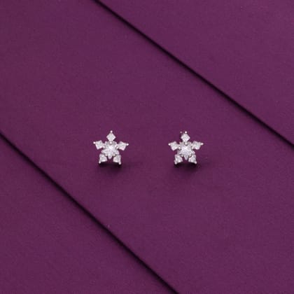 Sterling Lumina Star Stud Earrings-White Stone / Silver