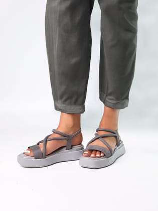 Eudori Grey Flatform Heels-Grey / 37