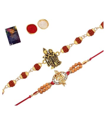 Paola Rakhi Rudraksh Radha Krishna With  Stylish Classic  Look KRISHNA JI     Rakhi With Roli Chawal And  Greeting Card - None