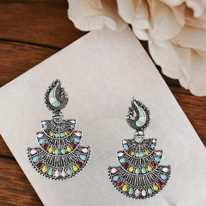 Silver-Plated Peacock Shaped Earrings