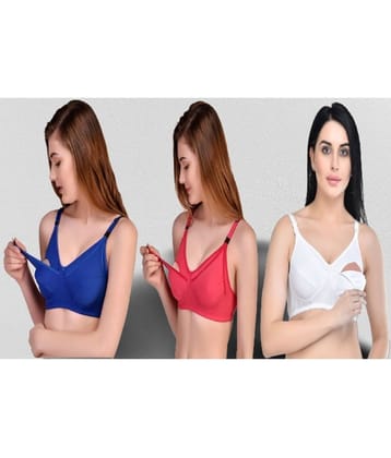 Zourt - Multicolor Cotton Solid Women's Maternity Bra ( Pack of 3 ) - 44B