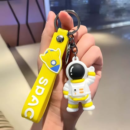 Waving Astronaut 3D Keychain-Yellow