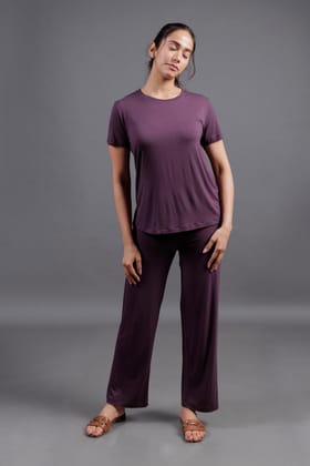 Bamboo Co-Ord Set Plum-XS / XS