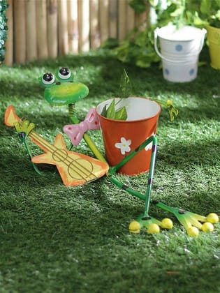 Frog Lying Playing Guitar Planter