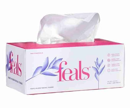 2 Ply Facial Tissue Wipes for Face - 200 Pulls per Box | Chemical-Free, Gentle Care for Delicate Skin | Pack of 1 (Total 200 Pulls)