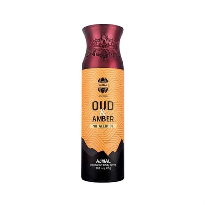 Ajmal Oud Amber Non-Alcoholic Deodorant Body Spray-pack of 1