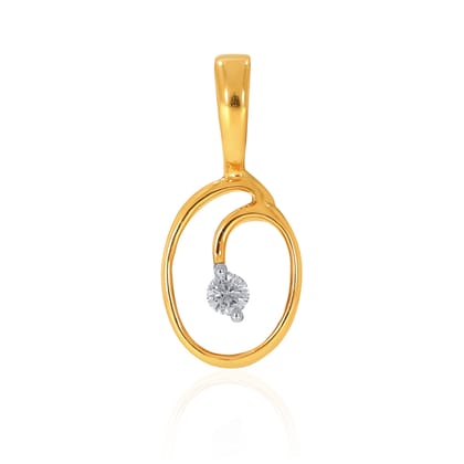 Senco Gold 18K Yellow Gold O Alphabet Diamond Pendant (Gold Wt- 0.7 g/Ct-0.03/HI-SI)