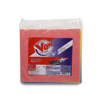 Vow Sponge Wipe 18Cm X 19Cm- Pack Of 3