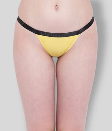 La Intimo - Yellow Nylon Solid Womens Thongs ( Pack of 1 ) - L