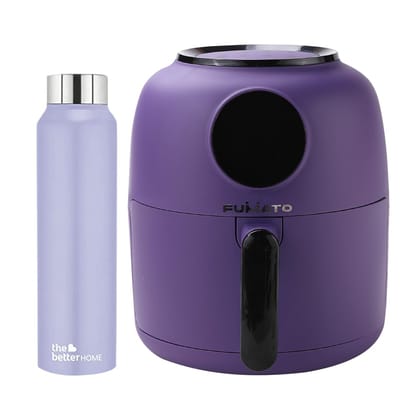 The Better Home FUMATO Aerochef Air fryer With Digital Touchscreen Panel 4.5L Purple  Stainless Steel Water Bottle 1 Litre Purple-The Better Home FUMATO Aerochef Air fryer With Digital Touchscree