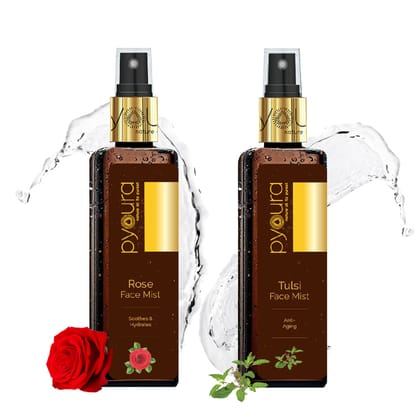 Tulsi + Rose Face Mist Combo, Get a youthful, soothed and hydrated glow with 100% pure, alcohol & preservative free toners-Combo