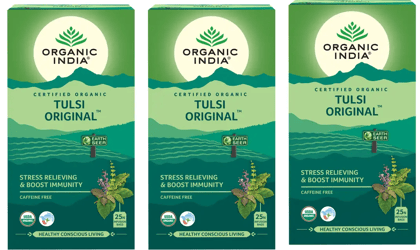 Organic India Tulsi Original - Stress Relieving & Boost Immunity, Caffeine Free, 25 Infusion Bags