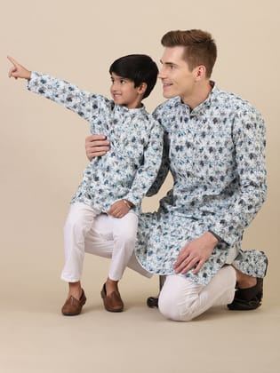 Stuffie Land Son & Father Kurta Pajama set-S / 6-12 Month