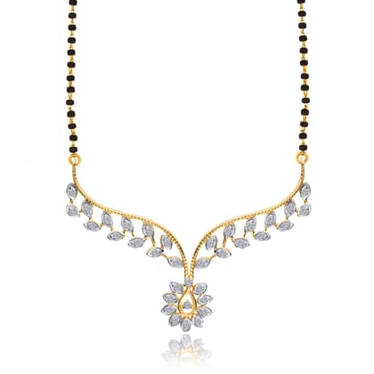 Senco Gold 18K Yellow Gold Grace of Gardenia Diamond Mangalsutra (Gold Weight - 2.9 g / 0.33 carat / HI-SI)