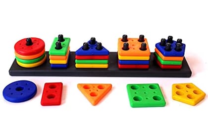 VrajVilla® Angle Geometric Plastic Blocks, Sorting & Stacking Toys for Toddlers and Kids, Color Stacker Shape Sorter Educational Learning Toy for 1-3 Years Old Boys and Girls