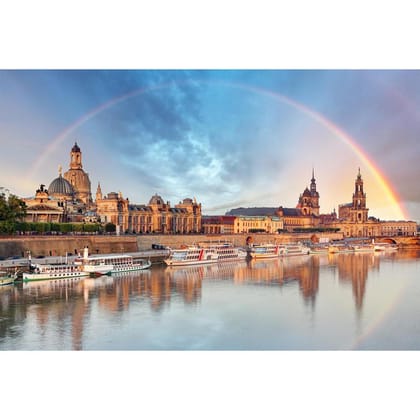 Pitaara Box Dresden, Germany Skyline With Elbe River, Europe Canvas Painting Synthetic Frame-MDF Mount Frame / 20.9inch x 14inch (53.1cms x 35.6cms)