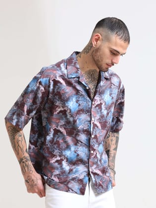 Hawaiian Multi Splash Oversized Shirt-M / Multicolor