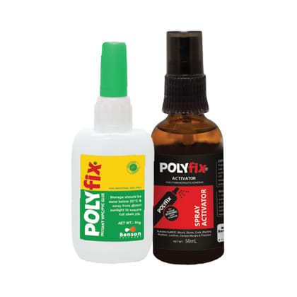 Polyfix HV Glue + Glass Spray Activator Combo Kit : The Ultimate Adhesive Solution for Wood, Metal, and More - 50g+50ml