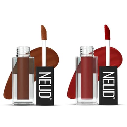 NEUD Matte Liquid Lipstick Combo - Oh My Coco and Perfect Pout With Two Lip Gloss Free