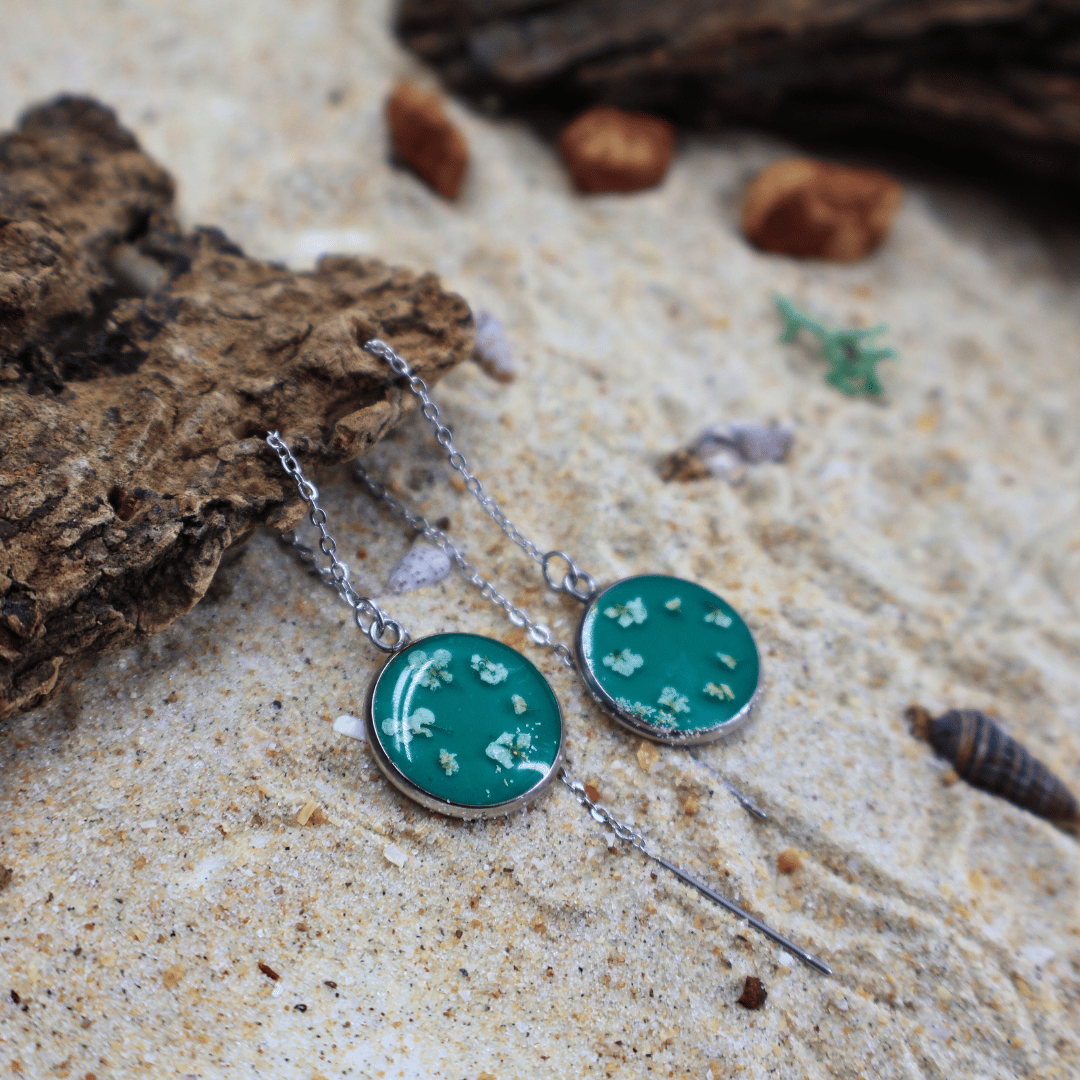 Tiny green heart Jewellery set-Earrings