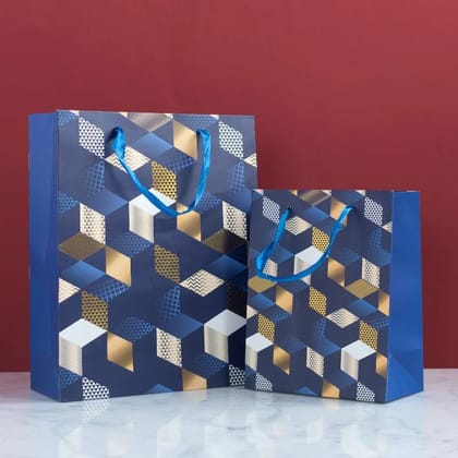 Blue Cubes Gift Bag (Set of 4)-Big