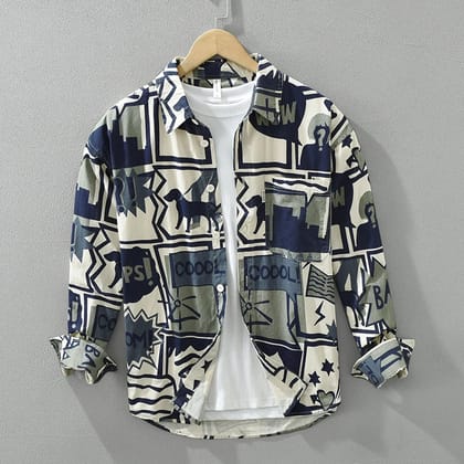 Urban Scrawl Printed Cotton Shirt-S