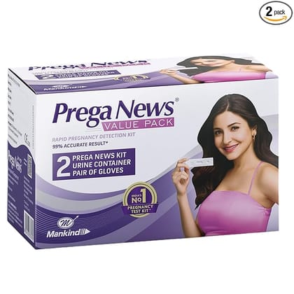Preganews Value Pack( 2 Gloves + 2 Urine Containers + 2 Pregnancy Test Kits )