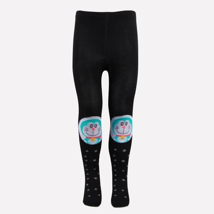 Doraemon Printed Knitted Tights For Baby Girls & Baby Boys - Black Black 0-1 Years