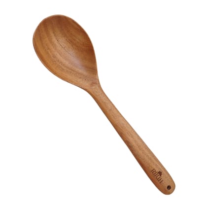 Wooden Serving Spoon | Made with Neem wood | Compact | Non stick | Best for serving & mixing-Pack of 1